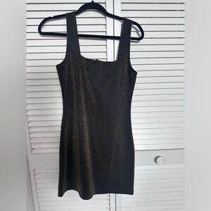 Forever 21 black and gold short dress with slit